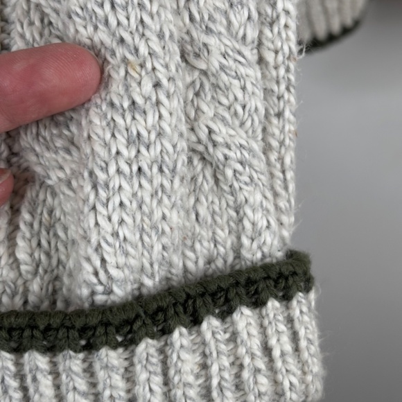 VTG Eddie Bauer Cable Knit Sweater M Oatmeal V Neck Chunky Cotton Tennis Cottage - Picture 5 of 10